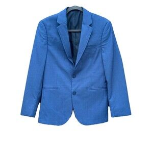 Calvin Klein Mens Blazer  slim-fit suit jacket Light Blue 2 Button Coat Wool